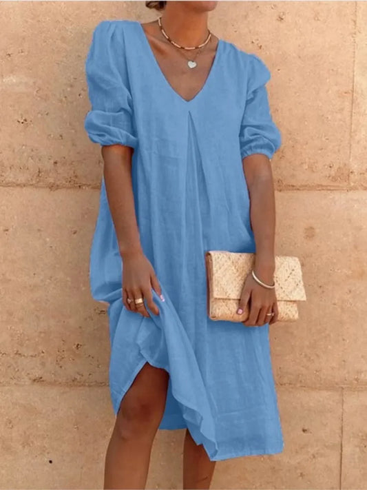 Robe Midi Femme Fanny – Élégante Robe d’Été avec Coupe Flatteuse & Confort Respirant