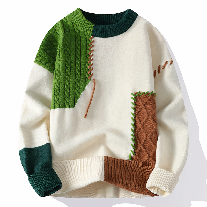 Dave Pull Men – Trendy Patchwork Sweater in Soft Material for Autumn & Winter