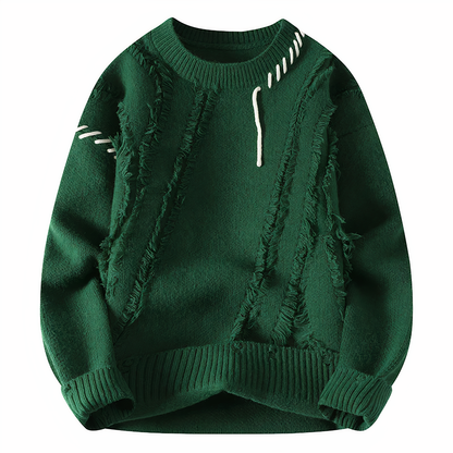 Dave Pull Homme – Sweater Patchwork Tendance en Matière Douce pour Automne & Hiver
