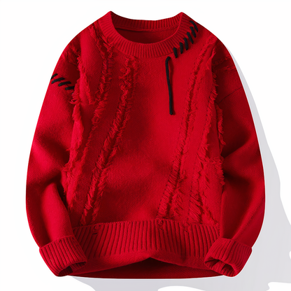 Dave Pull Homme – Sweater Patchwork Tendance en Matière Douce pour Automne & Hiver