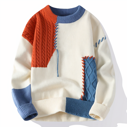 Dave men's patchwork sweater in soft material