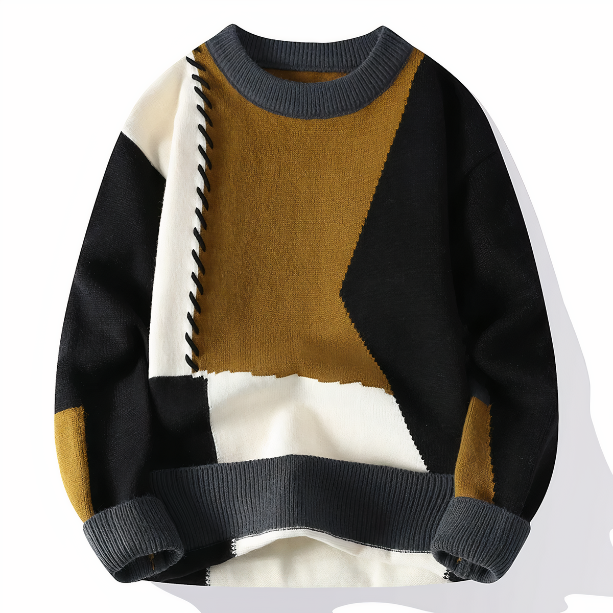 Men's patchwork knit sweater by Dave