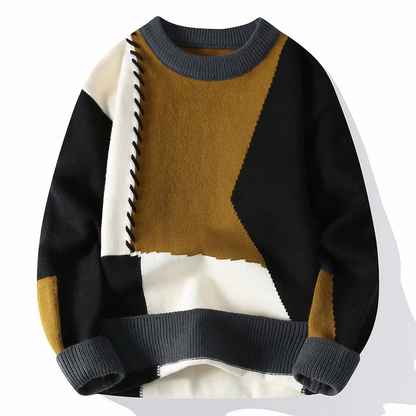 Men's patchwork knit sweater by Dave