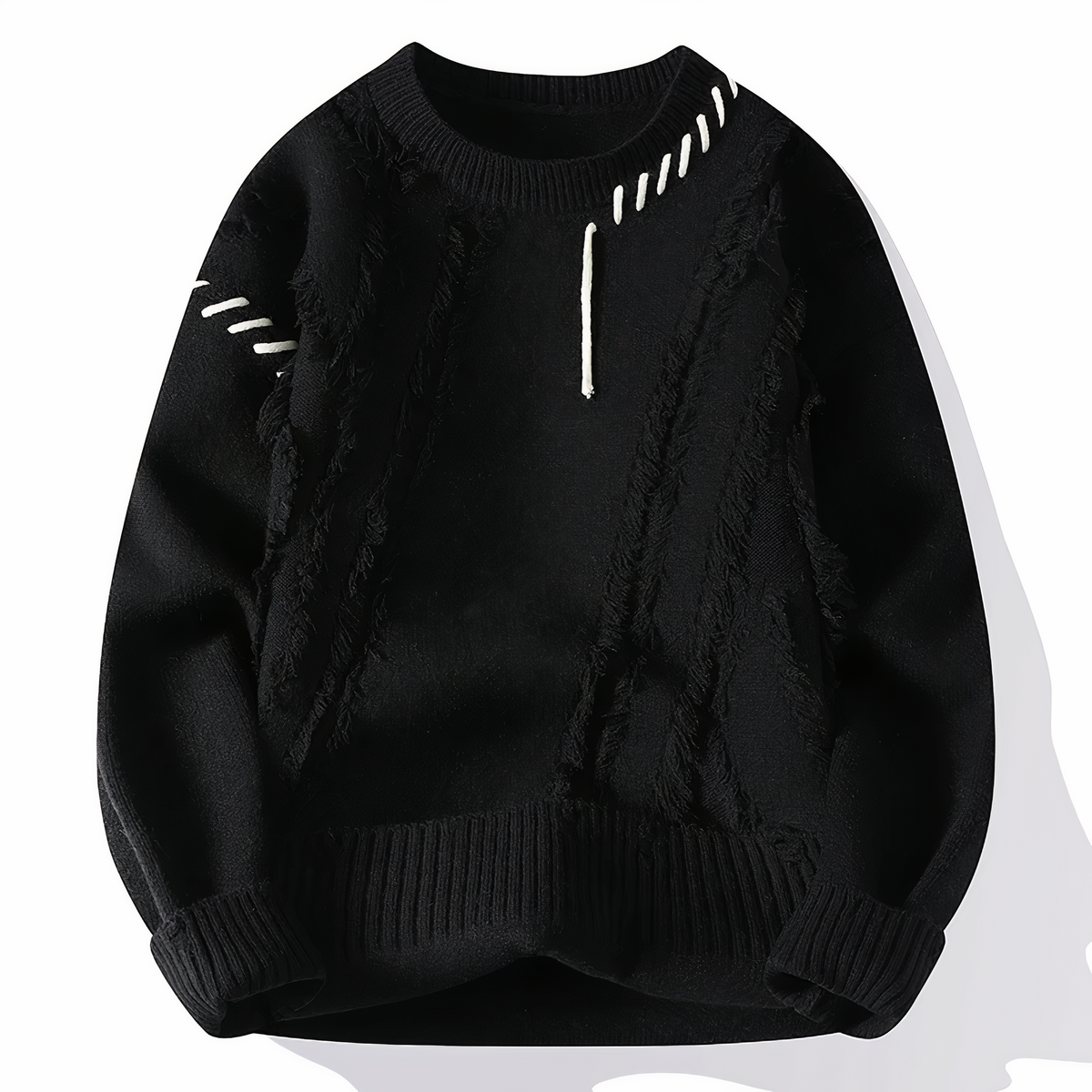 Soft men's sweater with patchwork design