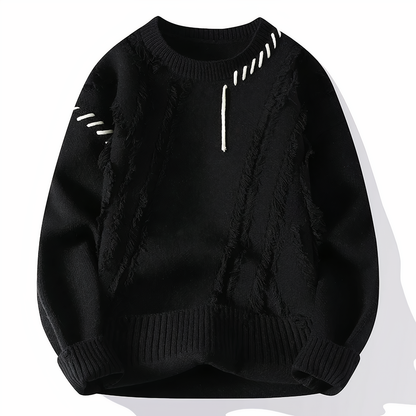 Soft men's sweater with patchwork design