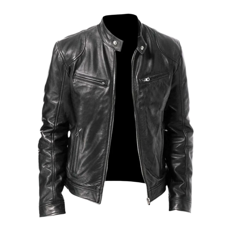 David Homme Leather Jacket – modern leather blouson - black