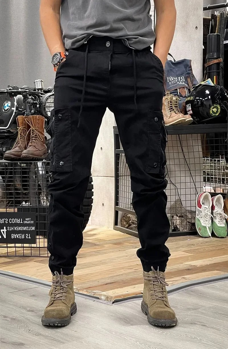 David Men's Pants – Stretch Cargo Style with Spandex - black