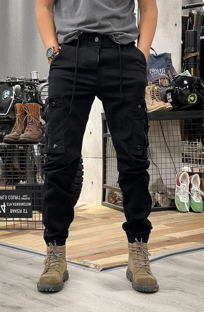 David Men's Pants – Stretch Cargo Style with Spandex - black