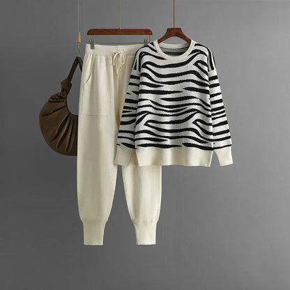 Comfortable luxury-inspired women's set with a chic zebra pattern