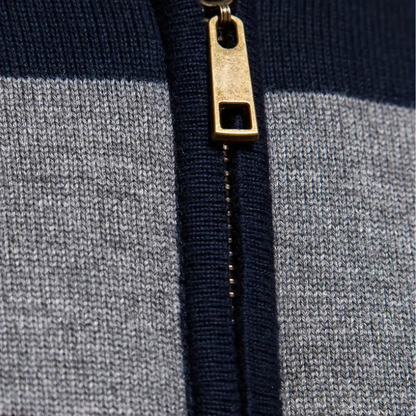 Liam Pull Homme à Rayures – Col Montant Zippé, Chaud & Confortable en Laine Polyester