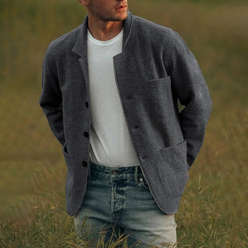Button Up Men's Jacket-Gray