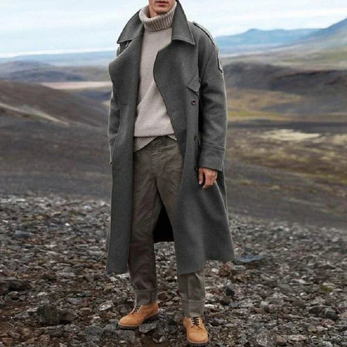 Michael Long Coat for Men – Comfortable Loose Fit & Practical Front Closure