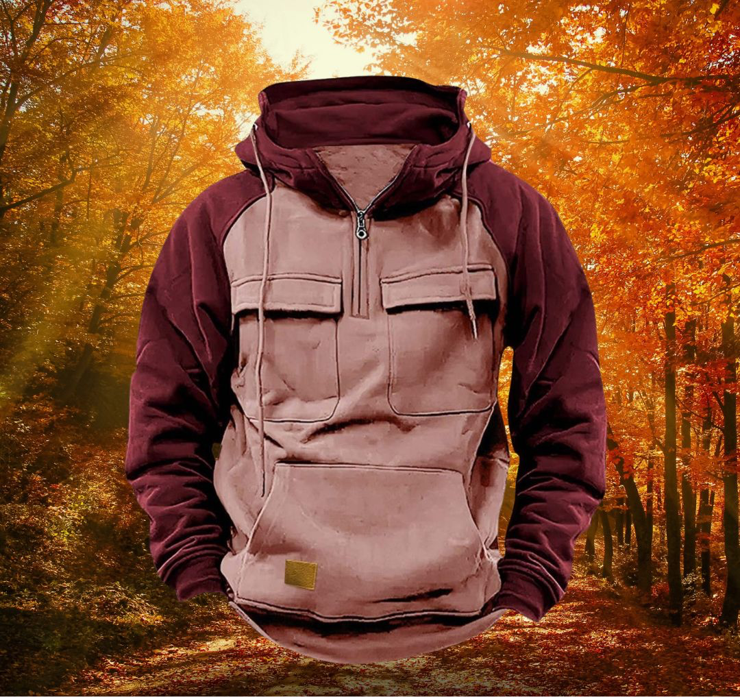 Samuel Sweat à Capuche Demi-Zippé pour Homme – Haut à Manches Longues Texturé avec Poches Frontales