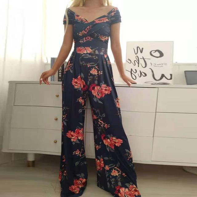 Leah Women's Jumpsuit – Elegant Off-Shoulder Jumpsuit with Wide Legs & Waist Belt