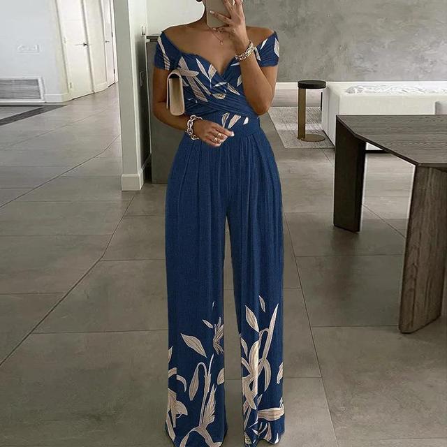 Leah Women's Jumpsuit – Elegant Off-Shoulder Jumpsuit with Wide Legs & Waist Belt