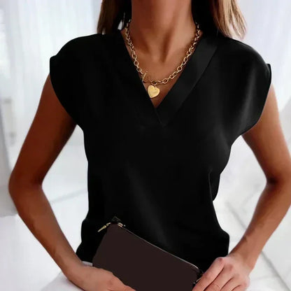 Elina Women's Top – Sleeveless Blouse with V-Neck & Light Fit for All Occasions