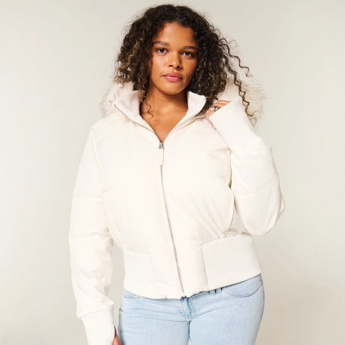 Helena Women's Winter Coat – Warm Jacket with Removable Hood and Elegant Fur Collar