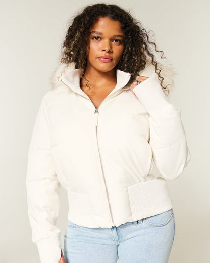 Helena Women's Winter Coat – Warm Jacket with Removable Hood and Elegant Fur Collar