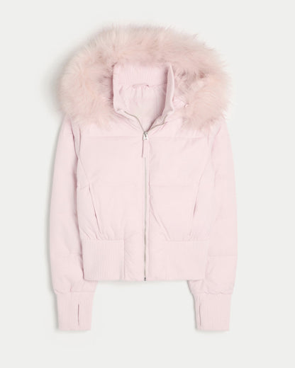 Helena Women's Winter Coat – Warm Jacket with Removable Hood and Elegant Fur Collar
