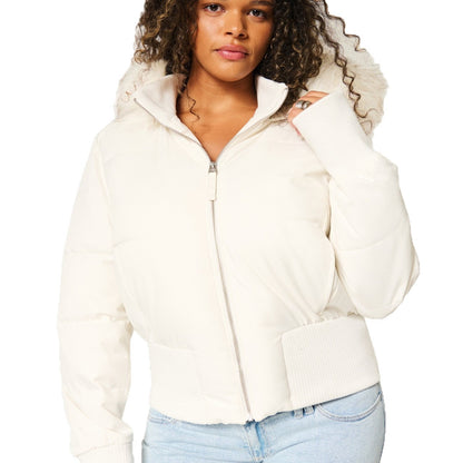 Helena Women's Winter Coat – Warm Jacket with Removable Hood and Elegant Fur Collar