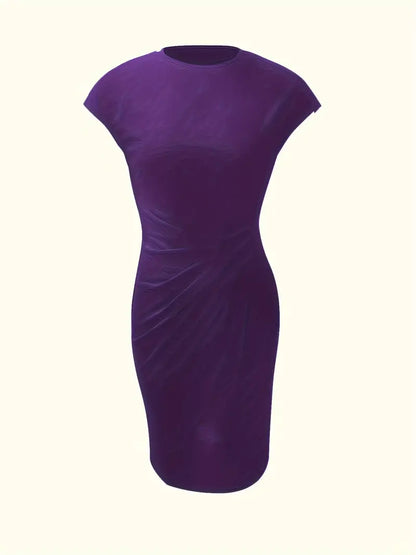Mylène Robe Midi Femme – Élégante Coupe Flatteuse & Col Rond, Disponible en Plusieurs Couleurs