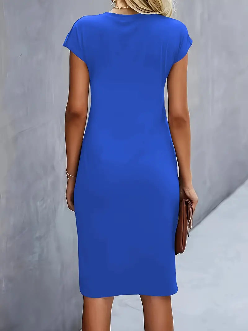 Mylène Robe Midi Femme – Élégante Coupe Flatteuse & Col Rond, Disponible en Plusieurs Couleurs