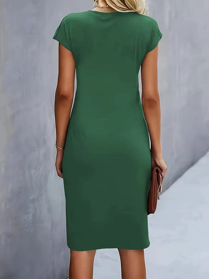 Mylène Robe Midi Femme – Élégante Coupe Flatteuse & Col Rond, Disponible en Plusieurs Couleurs