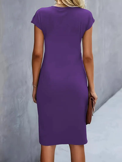 Mylène Robe Midi Femme – Élégante Coupe Flatteuse & Col Rond, Disponible en Plusieurs Couleurs