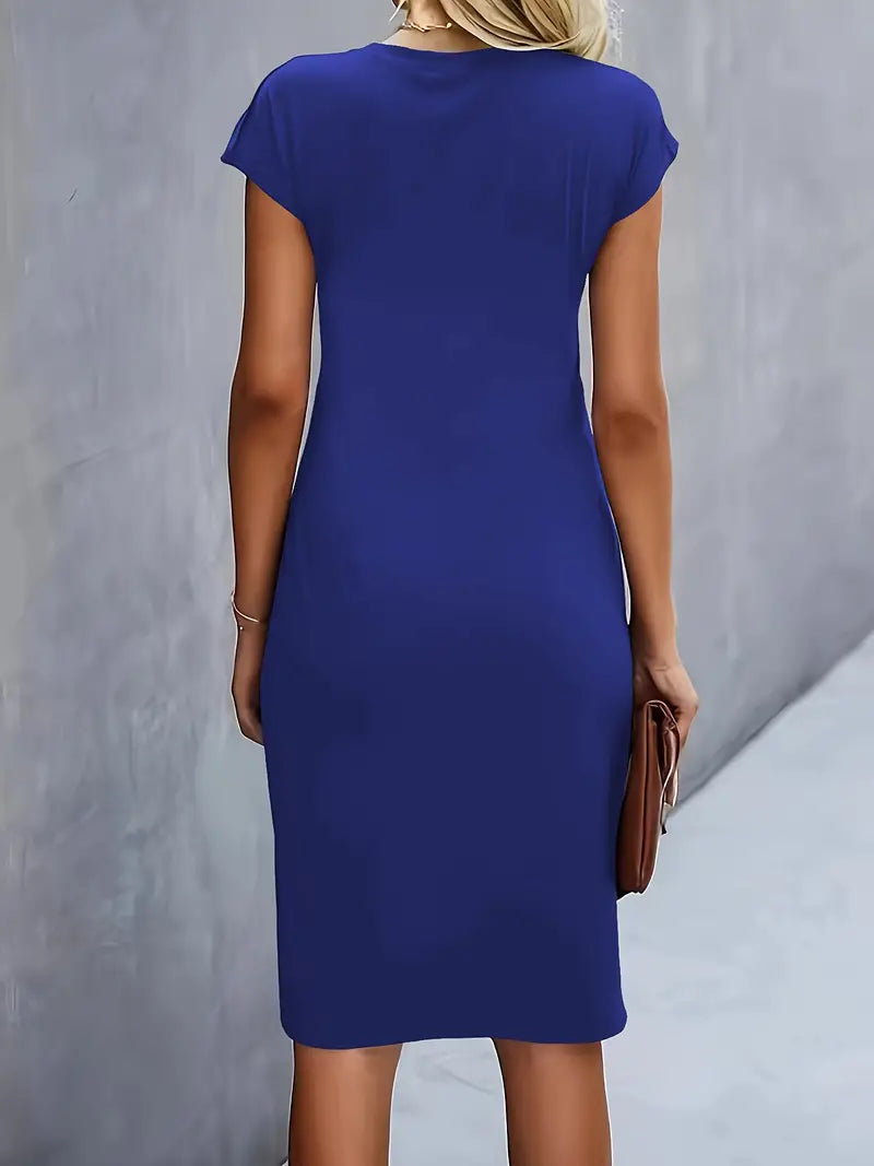 Mylène Robe Midi Femme – Élégante Coupe Flatteuse & Col Rond, Disponible en Plusieurs Couleurs