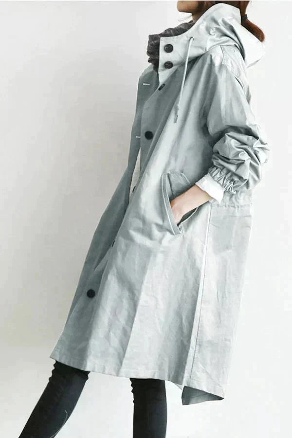 Breathable women's rain jacket designed for wet urban weather - gray