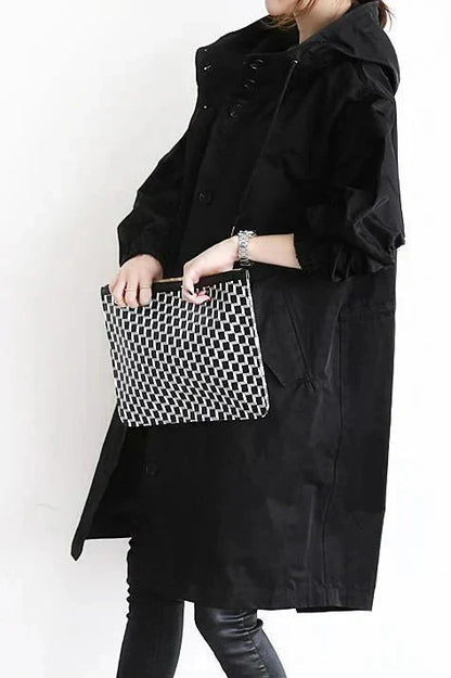 Elizabeth raincoat featuring practical hood coverage and comfortable fabric - black