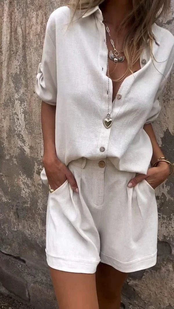 Lyca Women's Summer Set – Casual Lightweight & Comfortable Linen Outfit for Hot Days
