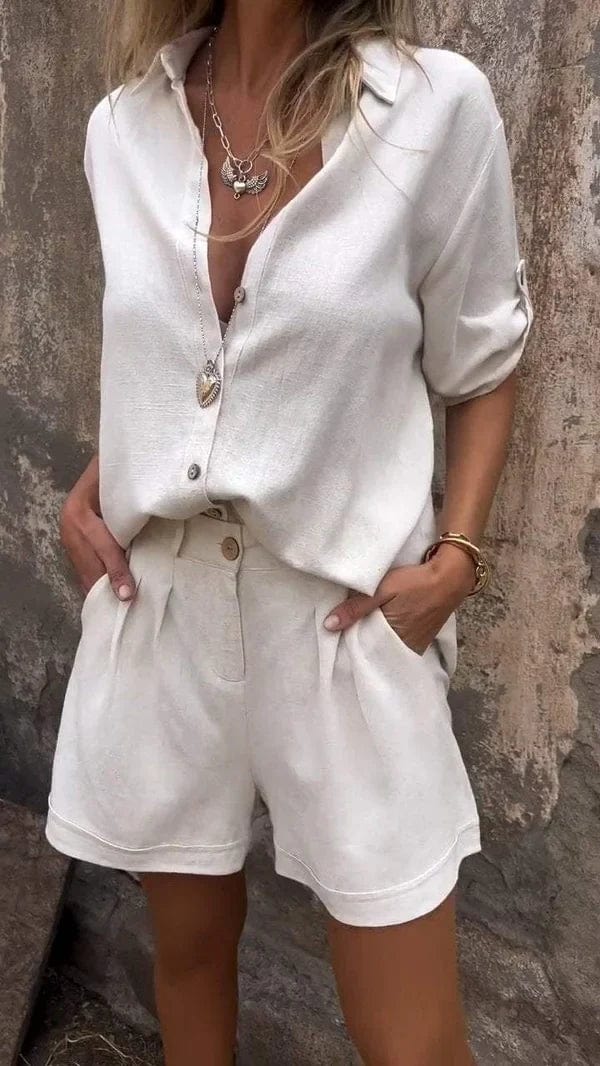 Lyca Women's Summer Set – Casual Lightweight & Comfortable Linen Outfit for Hot Days