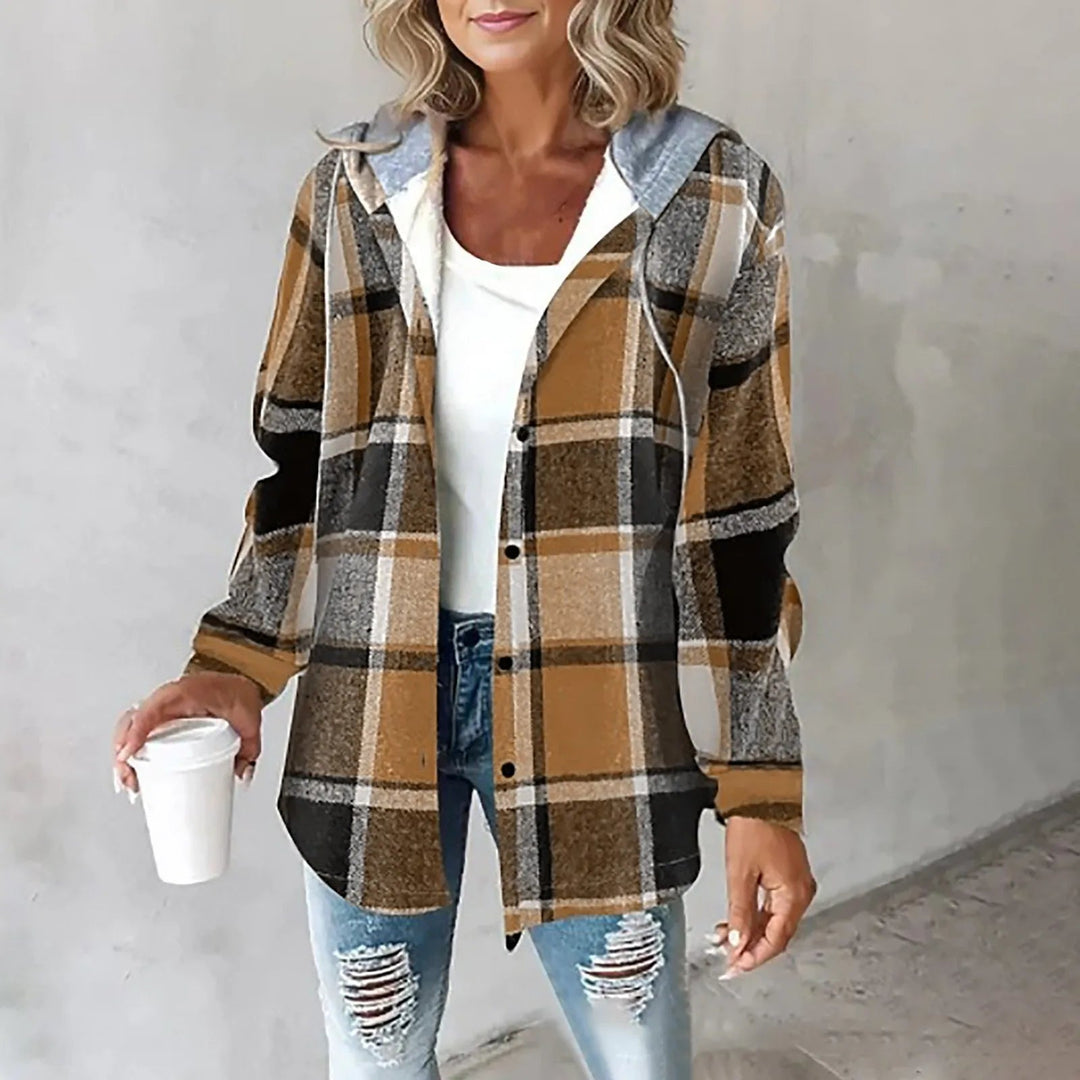 Elegant women's winter jacket with warm construction - brown