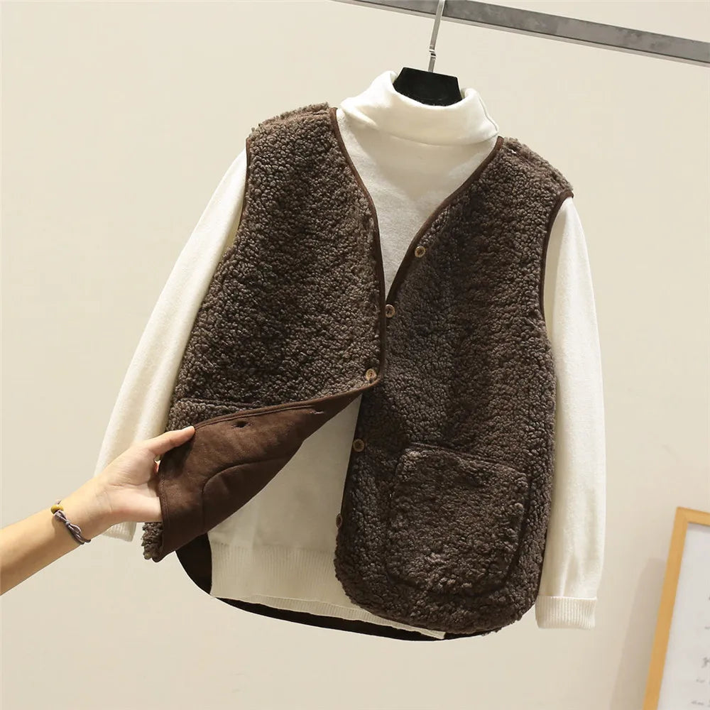 Kate Gilet Femme Sans Manches – Sherpa Effet Laine de Mouton Chaud, Léger & Décontracté