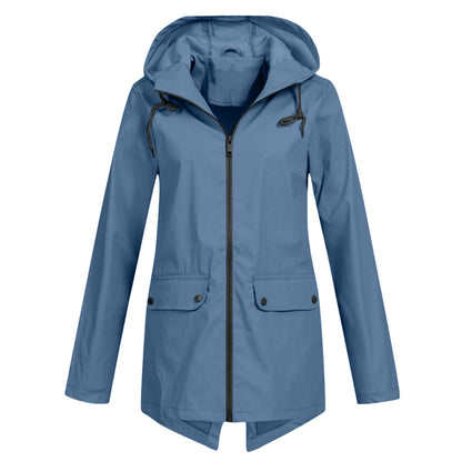 Daphne Manteau Long Femme Imperméable – Léger avec Capuche Ajustable pour la Pluie