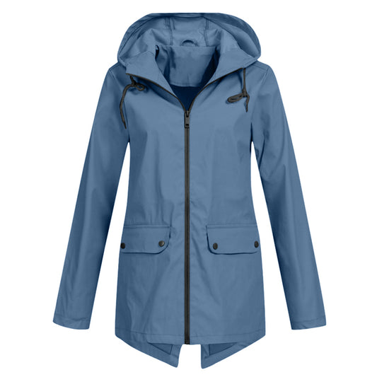 Daphne Manteau Long Femme Imperméable – Léger avec Capuche Ajustable pour la Pluie