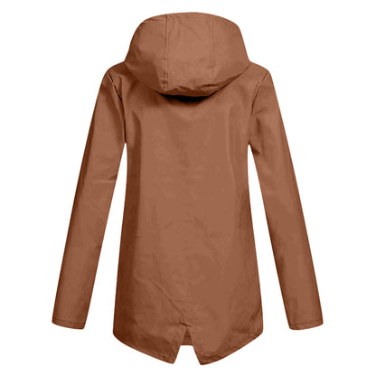 Daphne Manteau Long Femme Imperméable – Léger avec Capuche Ajustable pour la Pluie