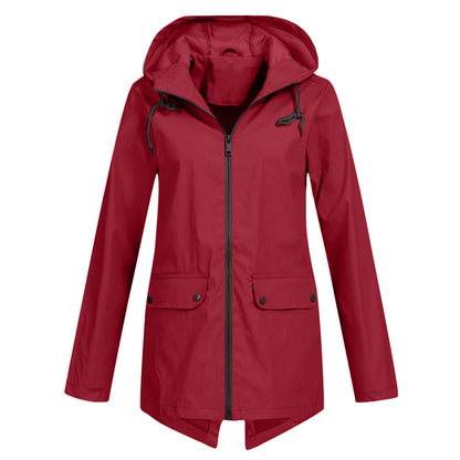 Daphne Manteau Long Femme Imperméable – Léger avec Capuche Ajustable pour la Pluie