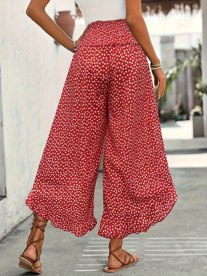 Floravia Pantalon Femme – Pantalon Taille Haute Fluide à Imprimé Floral Chic et Confortable