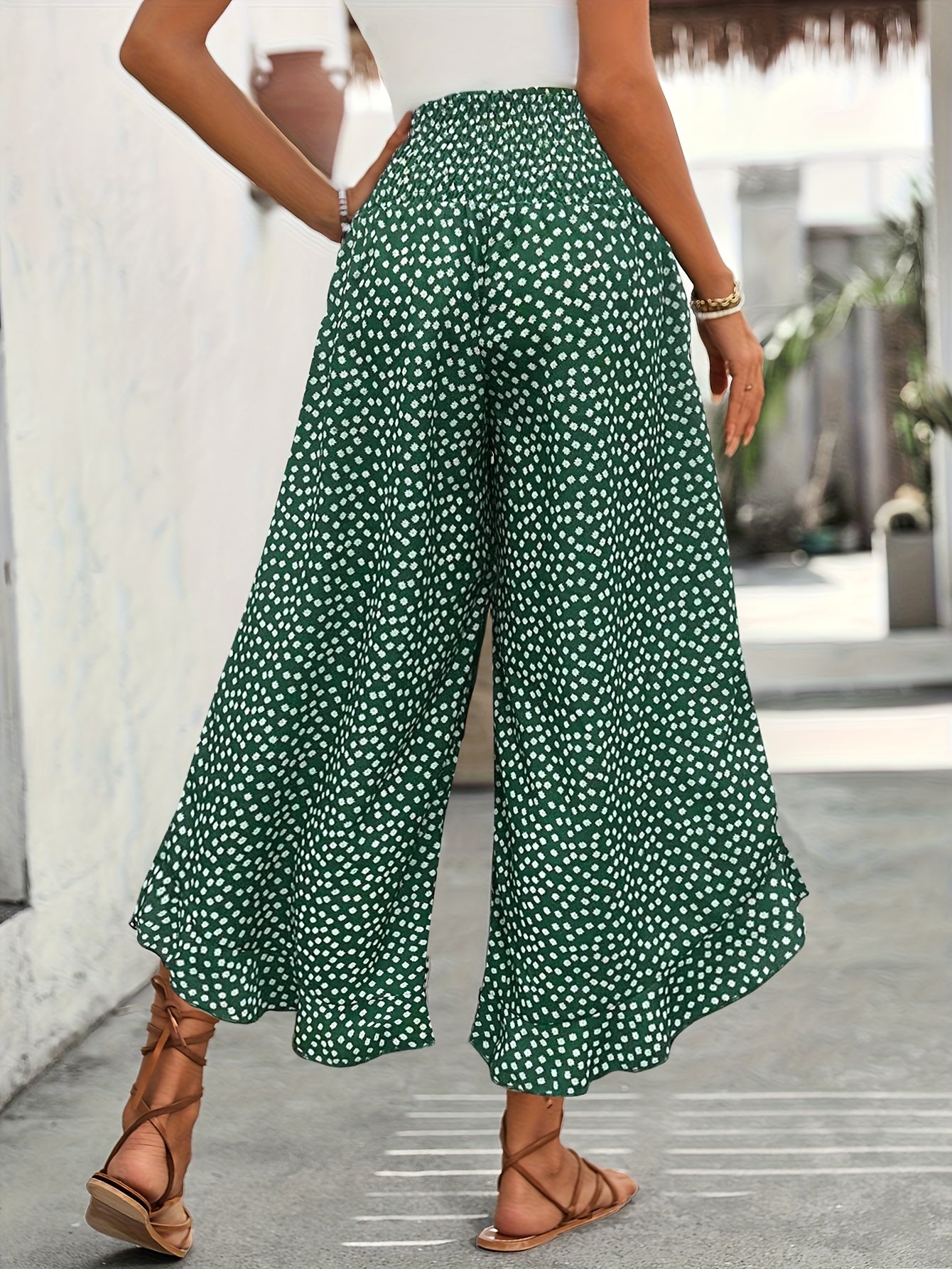 Floravia Pantalon Femme – Pantalon Taille Haute Fluide à Imprimé Floral Chic et Confortable