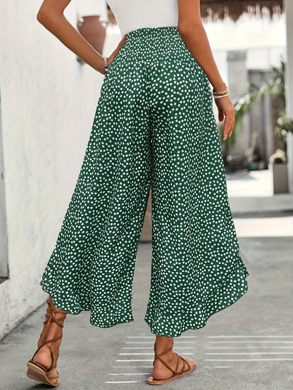 Floravia Pantalon Femme – Pantalon Taille Haute Fluide à Imprimé Floral Chic et Confortable