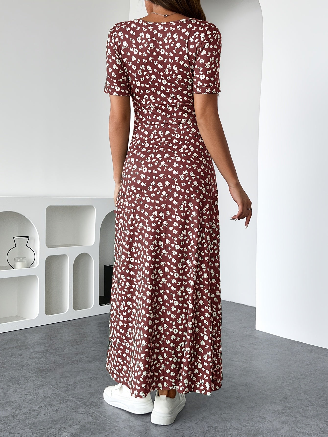 Florezia Robe Longue Femme – Robe d’Été Fleurie Chic et Fluide pour Élégance Féminine