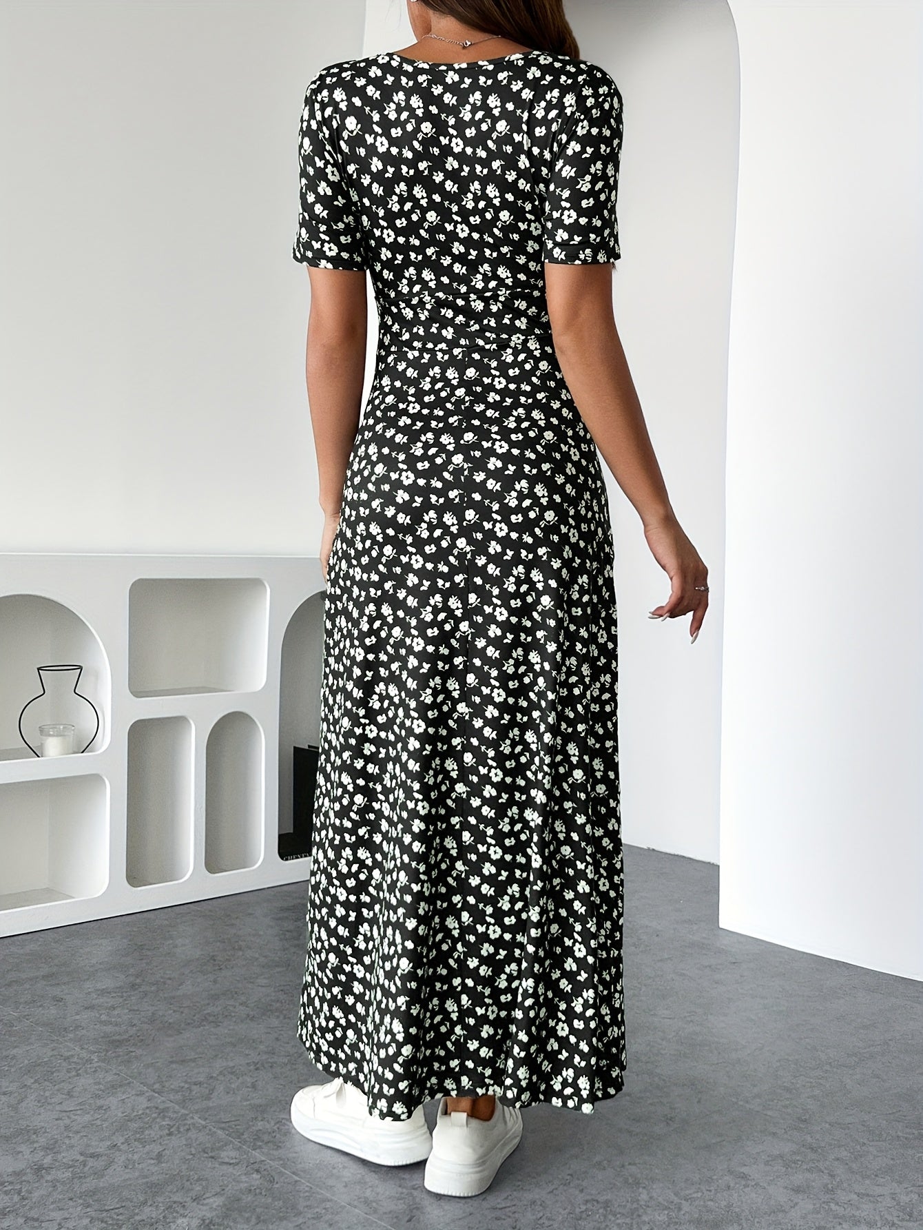 Florezia Robe Longue Femme – Robe d’Été Fleurie Chic et Fluide pour Élégance Féminine