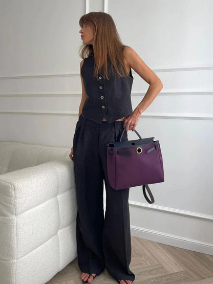 Breathable women's linen ensemble offering effortless seasonal sophistication