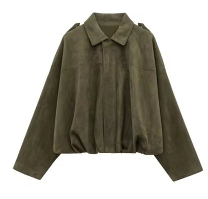 Elliana Veste Femme – Veste Ample Effet Daim avec Poches Pratiques pour Automne/Hiver
