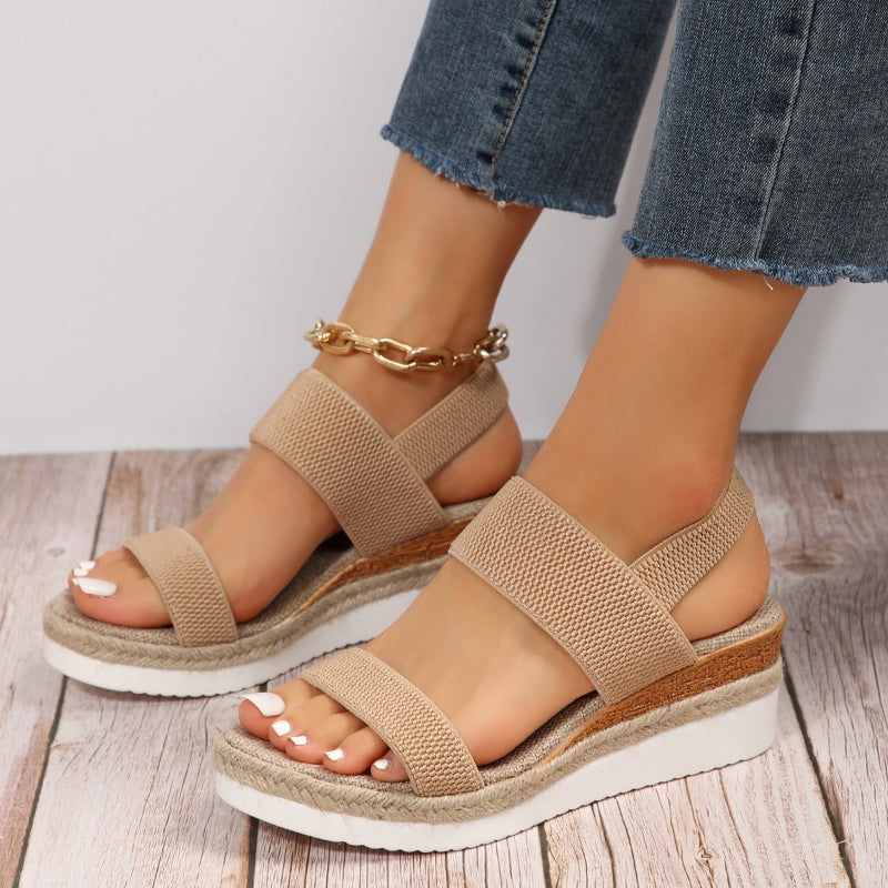 Anna Sandales à Plateau Femme – Brides Élastiques & Sandales d'Été Confortables au Look Stylé