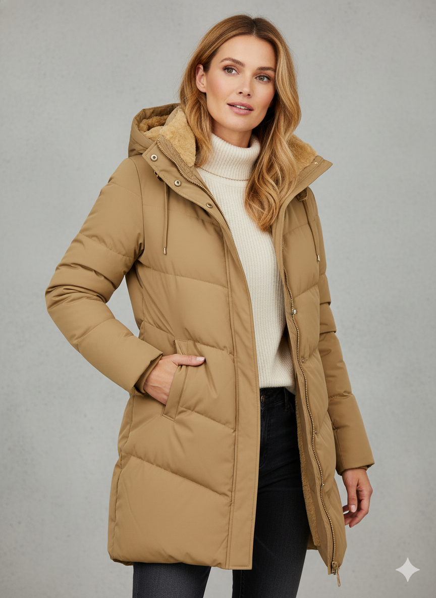 Alexandra Long Hooded Coat for Women – Elegant Winter Jacket with Comfortable Fit