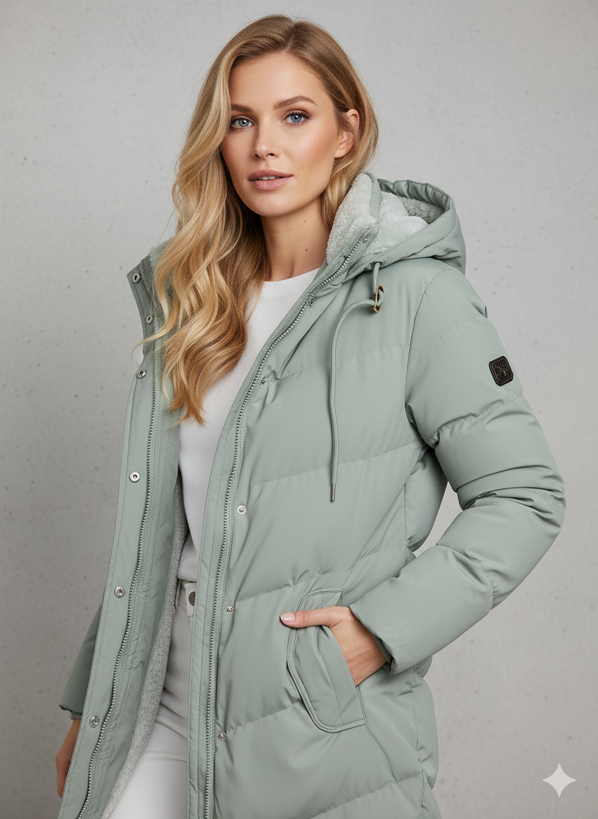 Alexandra Long Hooded Coat for Women – Elegant Winter Jacket with Comfortable Fit