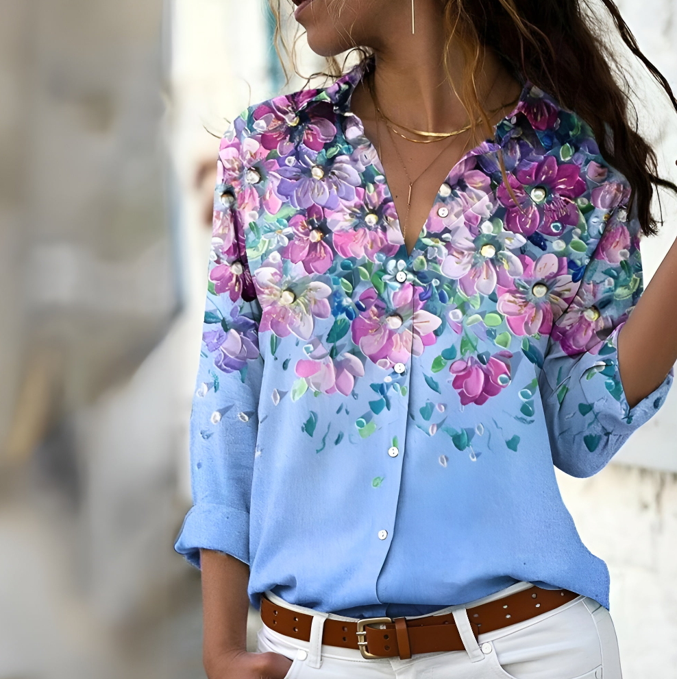 Norina Women's Blouse – Lightweight Blouse with Trendy Print, Loose Fit & Soft Fabric
